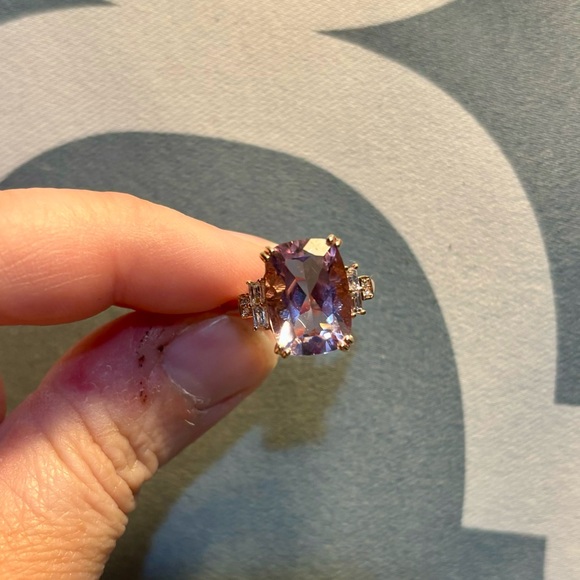 SOLD Effy 6.75ct Pink Amethyst And Diamond Ring $3,750 14kt Rose Gold - Picture 13 of 16
